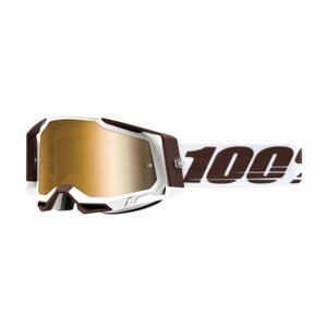 Motokros očala 100% RACECRAFT 2 Snowbird rjava in bela (zlati pleksi)