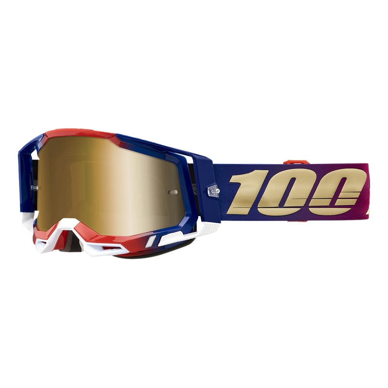 Motokros očala 100% RACECRAFT 2 United blue-red-gold (gold plexi)