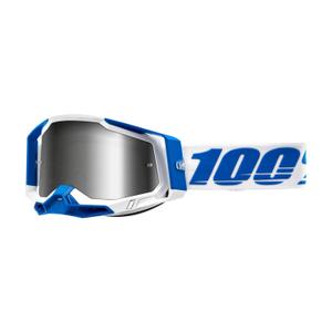 Motokros očala 100% RACECRAFT 2 Isola belo-modra (srebrni pleksi)