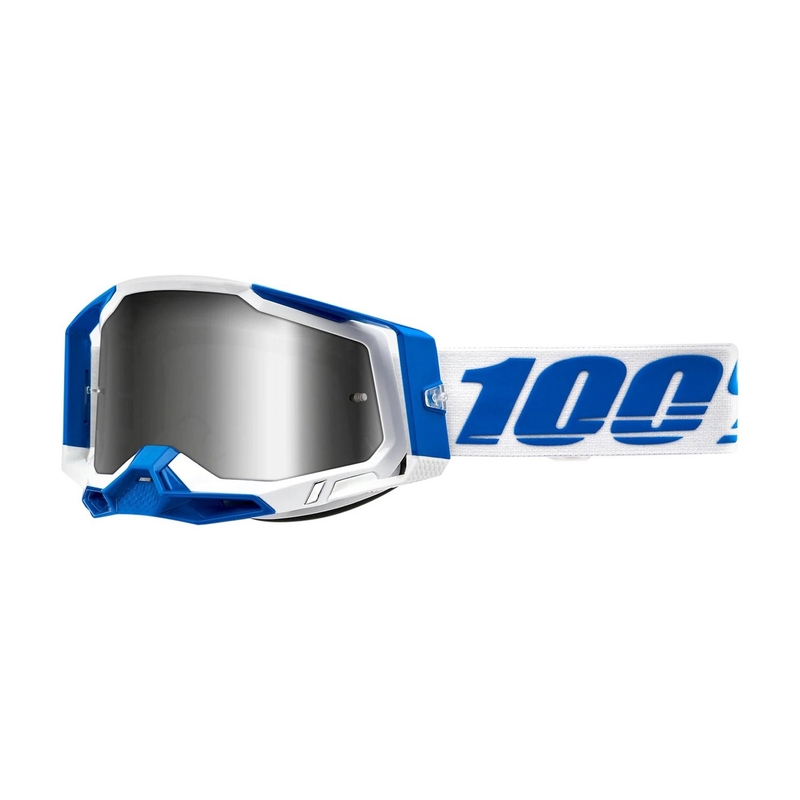 Motokros očala 100% RACECRAFT 2 Isola belo-modra (srebrni pleksi)