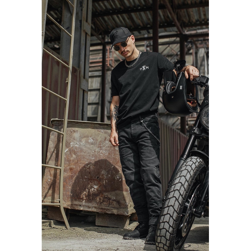 Motoristične kavbojke PANDO MOTO Boss Dyn črna razprodaja