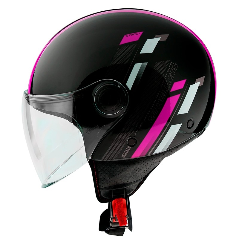 MT Street Scope D8 Black-Grey-Fluo Pink Gloss Open Motoristična čelada razprodaja