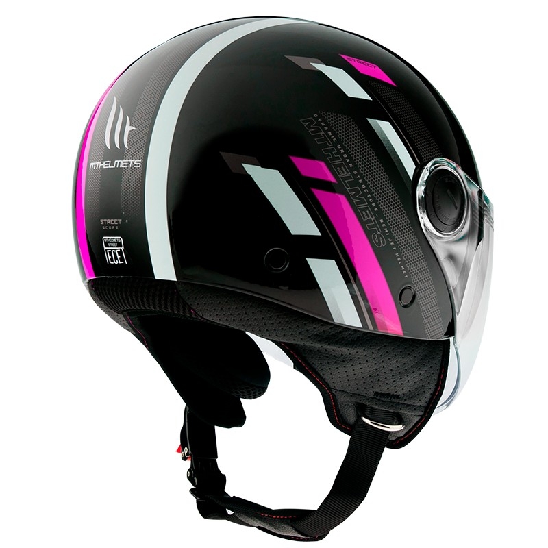 MT Street Scope D8 Black-Grey-Fluo Pink Gloss Open Motoristična čelada razprodaja