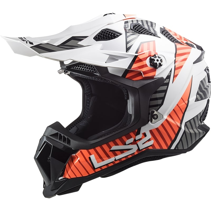 Motokros čelada LS2 MX700 Subverter Astro belo-oranžna