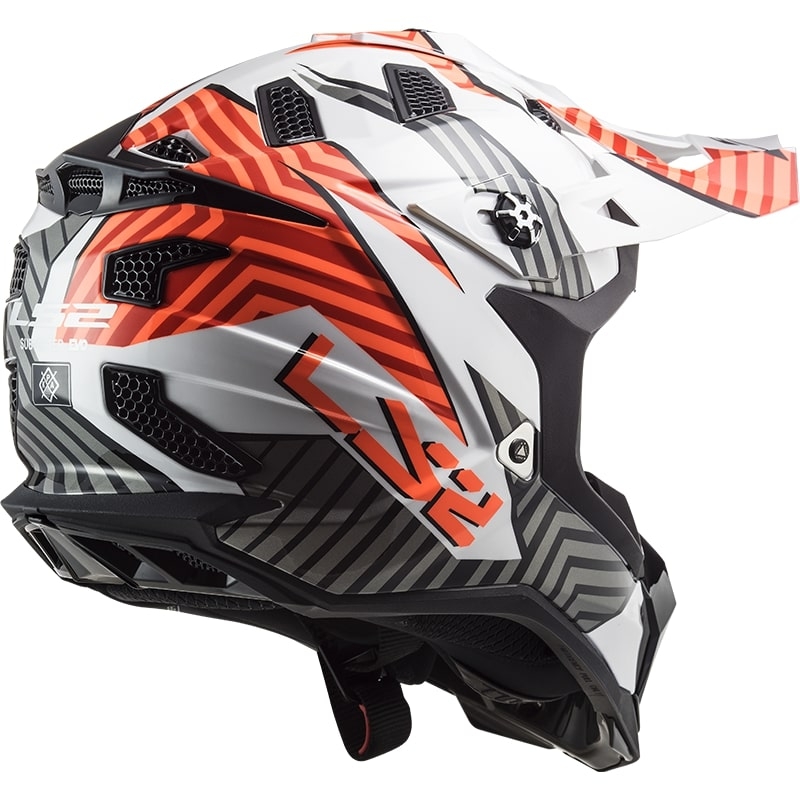 Motokros čelada LS2 MX700 Subverter Astro belo-oranžna