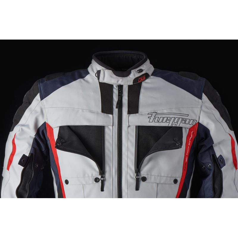 Furygan Brevent 3 v 1 sivo-črno-rdeče-modra motoristična jakna razprodaja