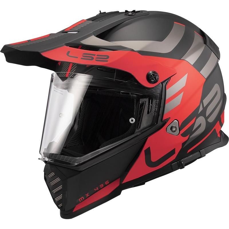 Enduro čelada LS2 MX436 Pioneer Evo Adventurer črno-rdeča mat