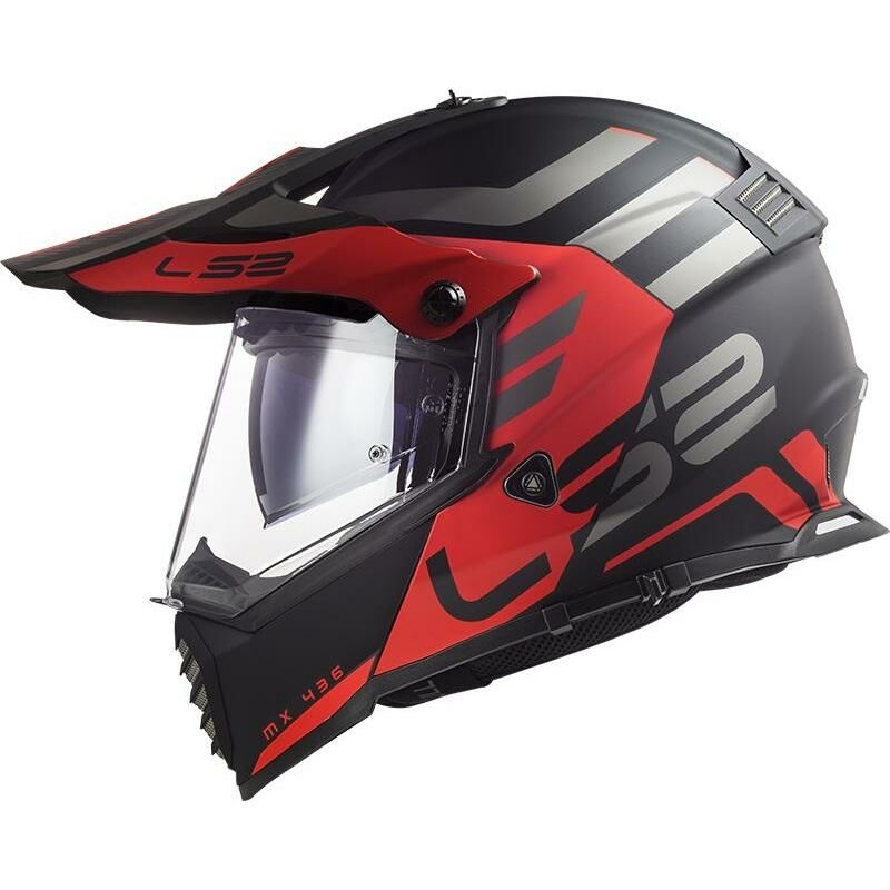 Enduro čelada LS2 MX436 Pioneer Evo Adventurer črno-rdeča mat