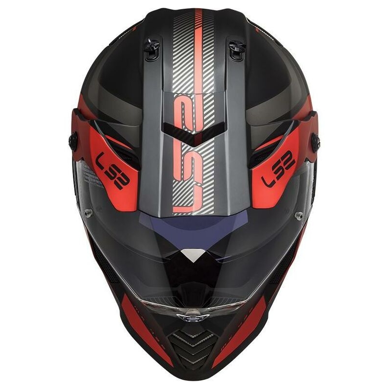 Enduro čelada LS2 MX436 Pioneer Evo Adventurer črno-rdeča mat