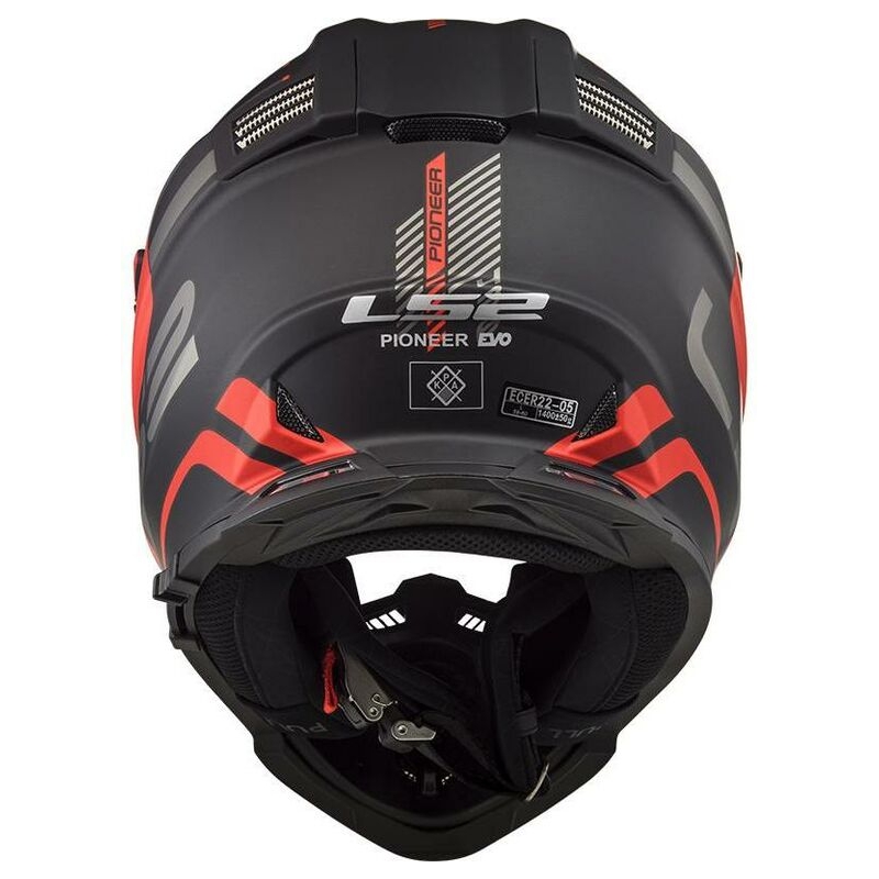 Enduro čelada LS2 MX436 Pioneer Evo Adventurer črno-rdeča mat