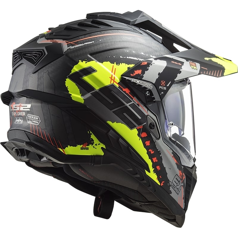 Enduro čelada LS2 MX701 Explorer C Extend črno-sivo-fluo rumena
