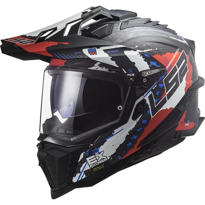 Enduro čelada LS2 MX701 Explorer C Extend črno-modro-rdeča