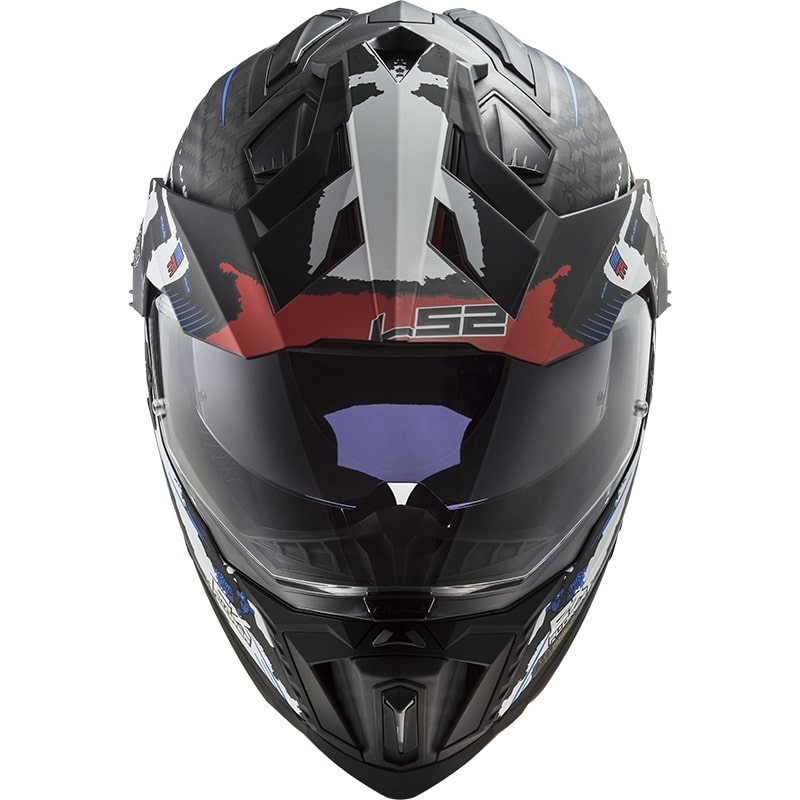 Enduro čelada LS2 MX701 Explorer C Extend črno-modro-rdeča