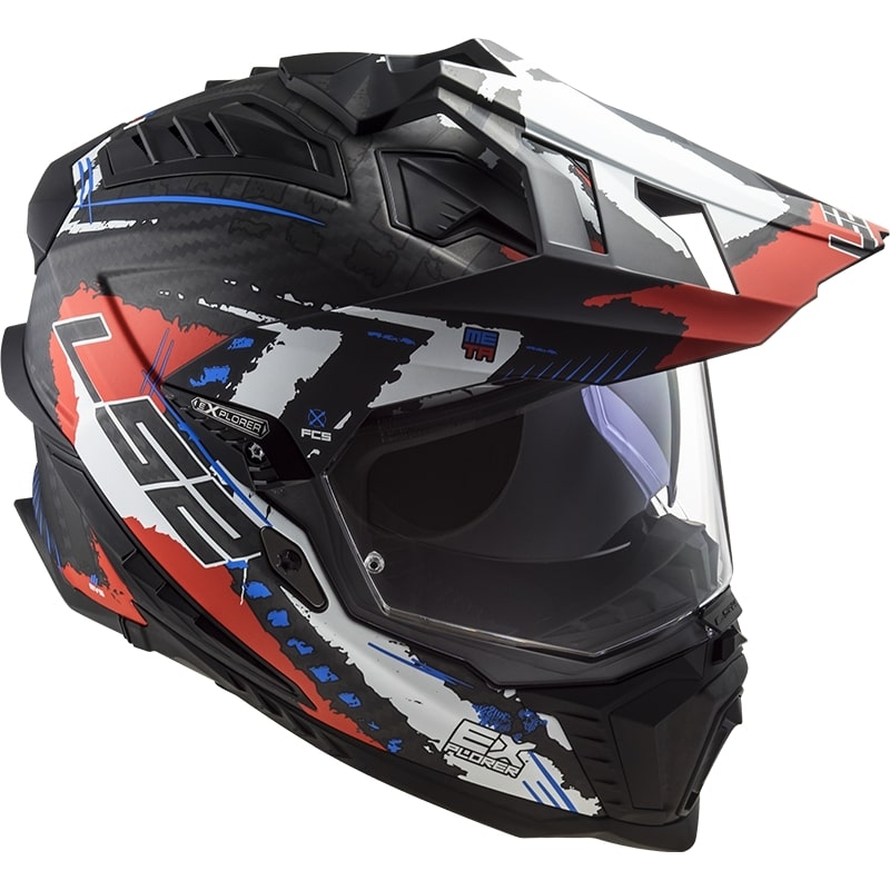 Enduro čelada LS2 MX701 Explorer C Extend črno-modro-rdeča