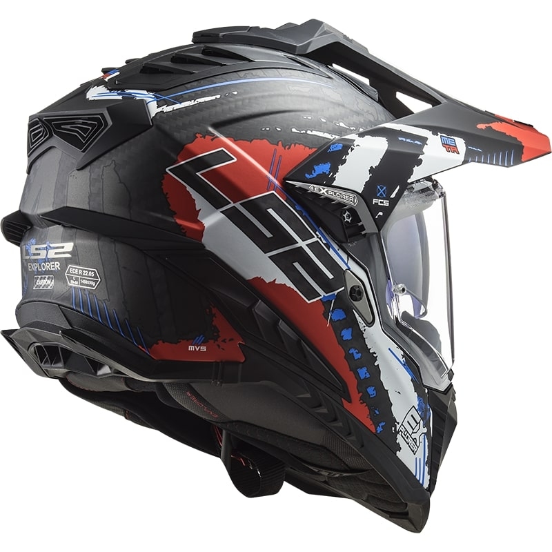 Enduro čelada LS2 MX701 Explorer C Extend črno-modro-rdeča