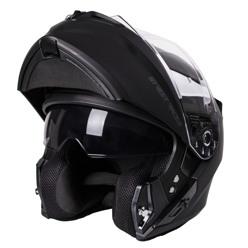 Motociklistična čelada Street Racer Ranger black mat flip-up