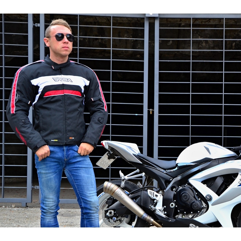 RSA Iron črno-rdeča motoristična jakna naprodaj razprodaja