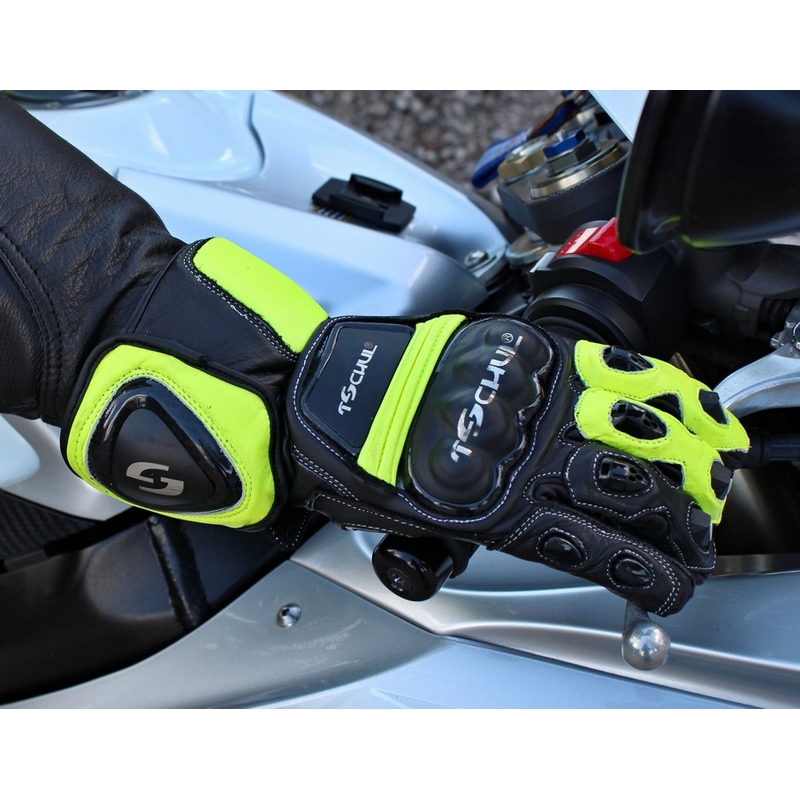 Motoristične rokavice Tschul 285 black-fluo rumena razprodaja