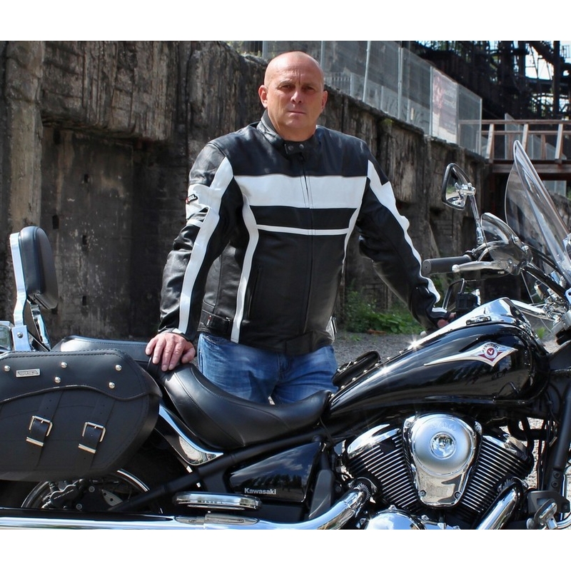 Motoristična jakna Tschul 837 black and white razprodaja