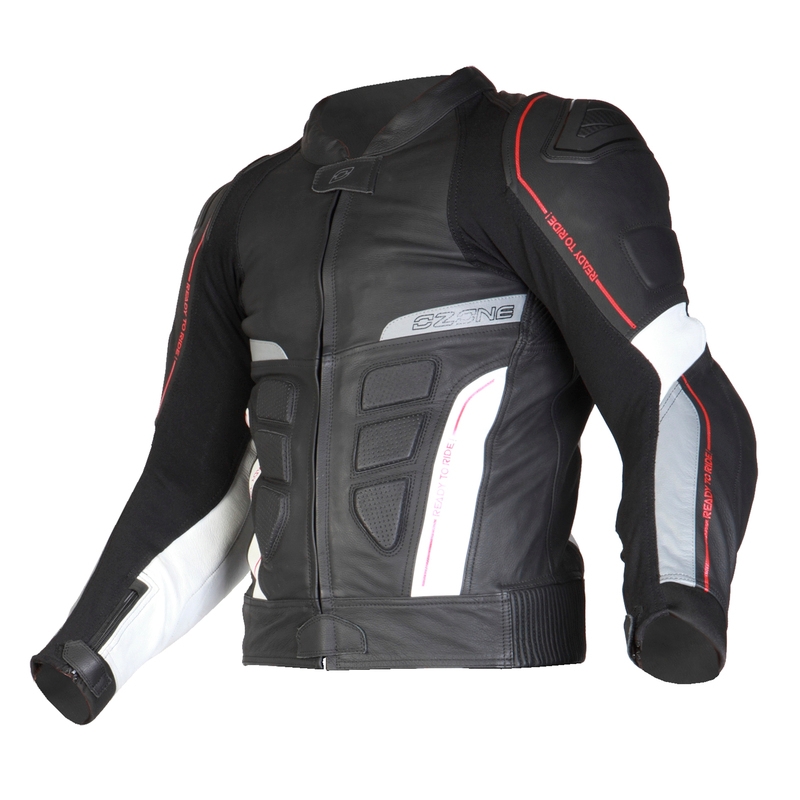 Motoristična jakna Ozone Grip - črna/bela