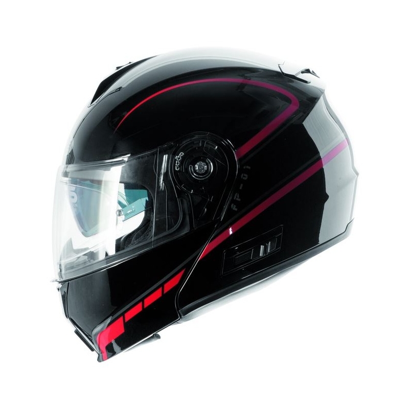 Nagibna motoristična čelada Ozone FP-01 - črna/rdeča + Pinlock razprodaja