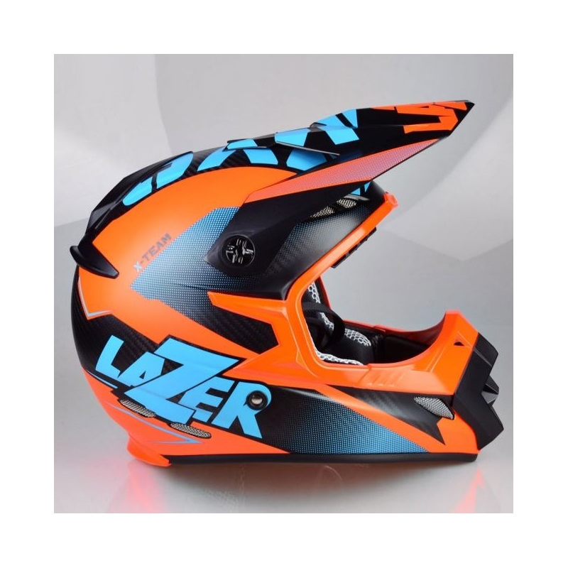 Motokros čelada Lazer MX8 X-Team Carbon modro-oranžna razprodaja