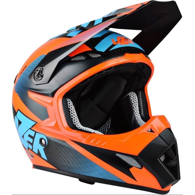 Motokros čelada Lazer MX8 X-Team Carbon modro-oranžna razprodaja