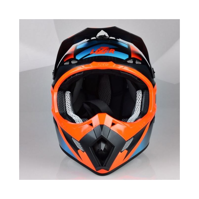 Motokros čelada Lazer MX8 X-Team Carbon modro-oranžna razprodaja