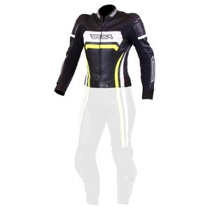 Ženska motoristična jakna RSA Virus black-white-fluo yellow razprodaja