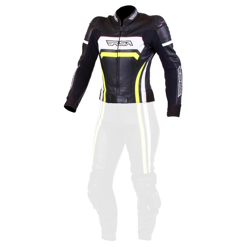Ženska motoristična jakna RSA Virus black-white-fluo yellow razprodaja