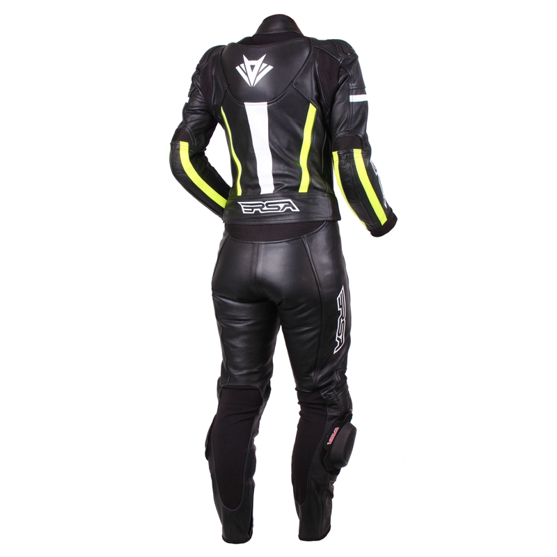 Ženski motoristični kombinezon RSA Virus Black-White-Fluo Yellow razprodaja