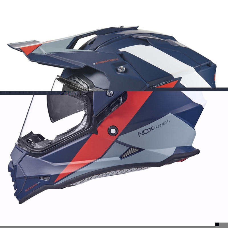 Enduro čelada NOX N312 BLOCK 2022 sivo-belo-rdeče-modra