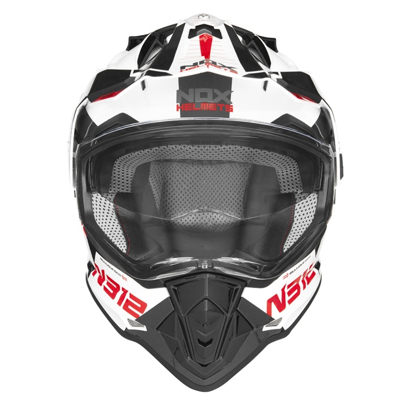 Enduro čelada NOX N312 EXTEND 2022 rdeče-sivo-bela razprodaja