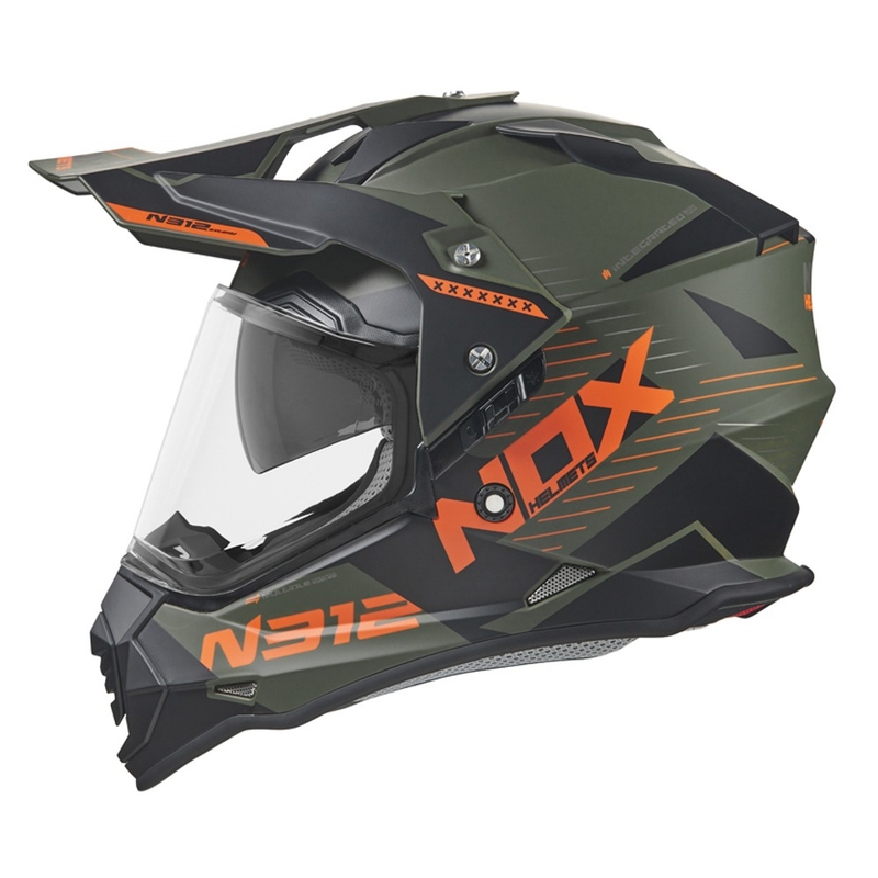 Enduro čelada NOX N312 EXTEND 2022 khaki-oranžna
