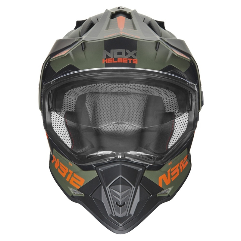 Enduro čelada NOX N312 EXTEND 2022 khaki-oranžna
