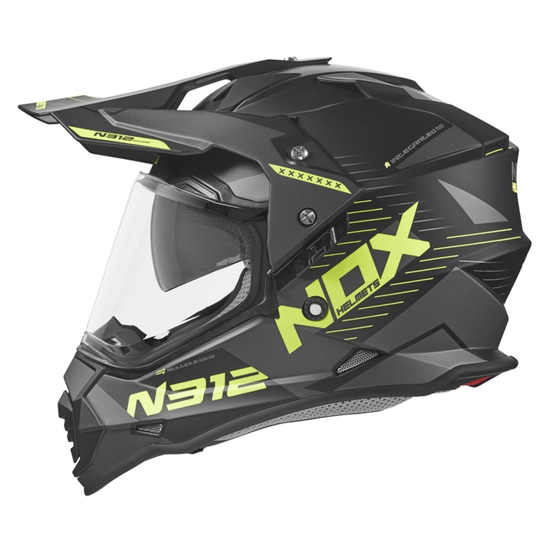 Enduro čelada NOX N312 EXTEND 2022 črno-rumena