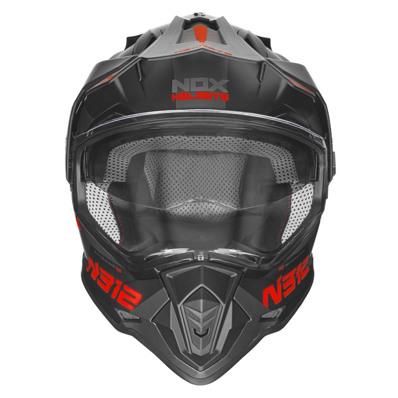 Enduro čelada NOX N312 EXTEND 2022 črna-siva-rdeča razprodaja