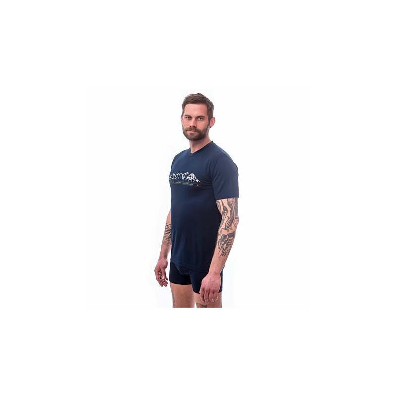 Moška majica Sensor Merino Active PT Mountains temno modra razprodaja
