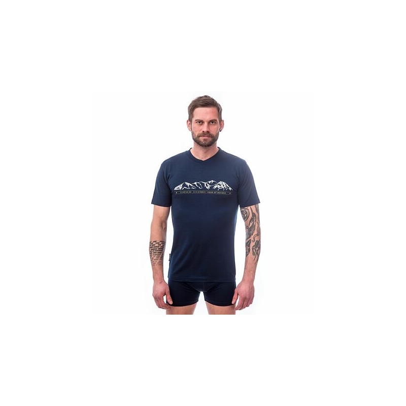 Moška majica Sensor Merino Active PT Mountains temno modra razprodaja