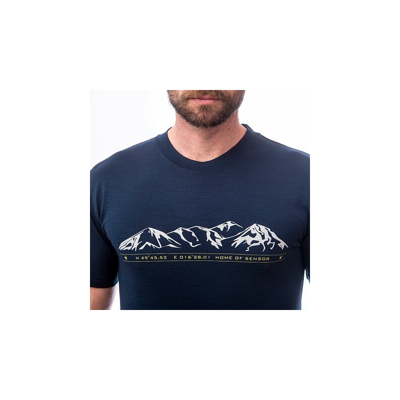 Moška majica Sensor Merino Active PT Mountains temno modra razprodaja