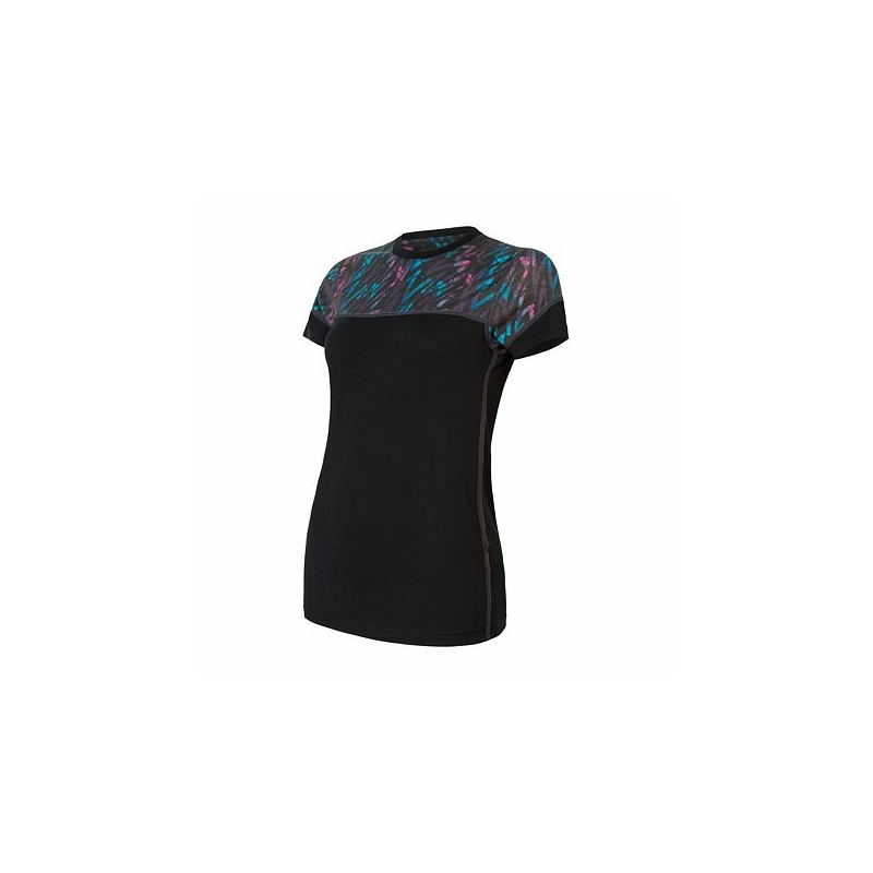 Ženska termalna majica Sensor Merino Impress black-blue-pink razprodaja