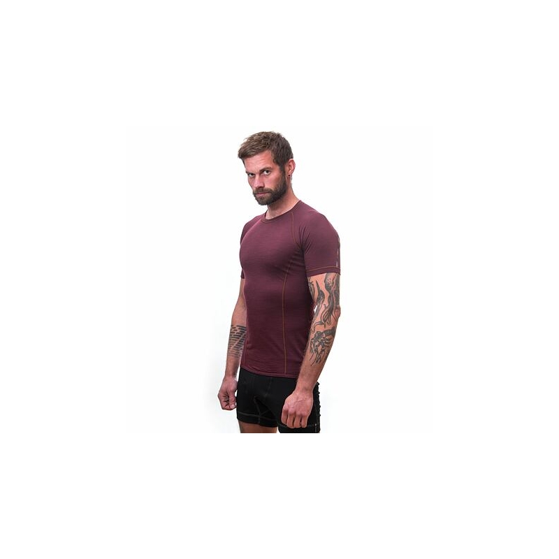 Moška majica Sensor Merino Air burgundske barve naprodaj razprodaja