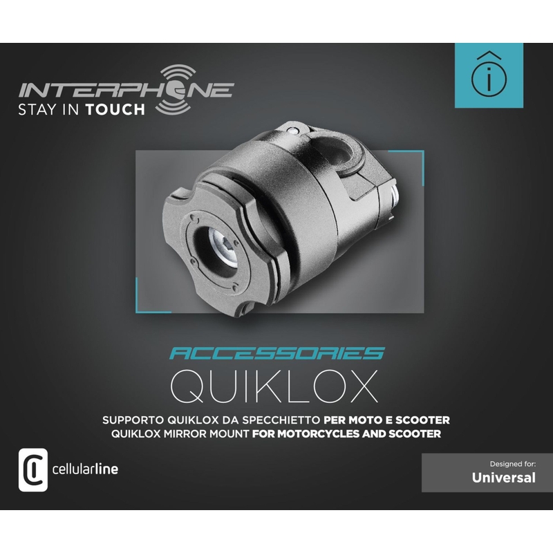 Interphone Quiklox nosilec za hitro sprostitev z nosilcem za ogledalo motornega kolesa črn