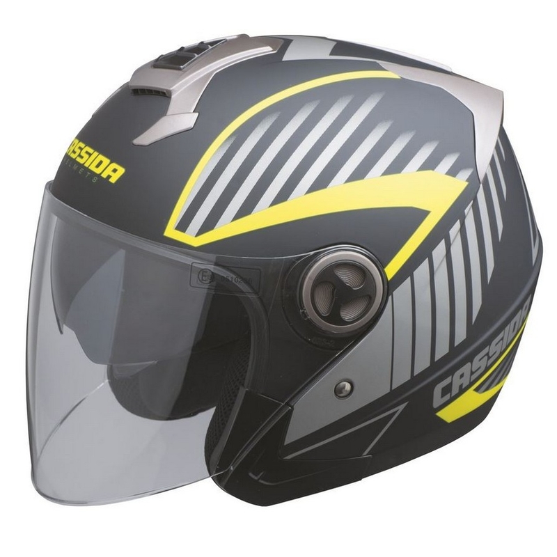 Cassida Magnum črno-sivo-fluo rumena motoristična čelada