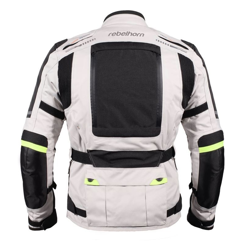 Moto jakna Rebelhorn Hiker Pro sivo-črno-fluo rumena