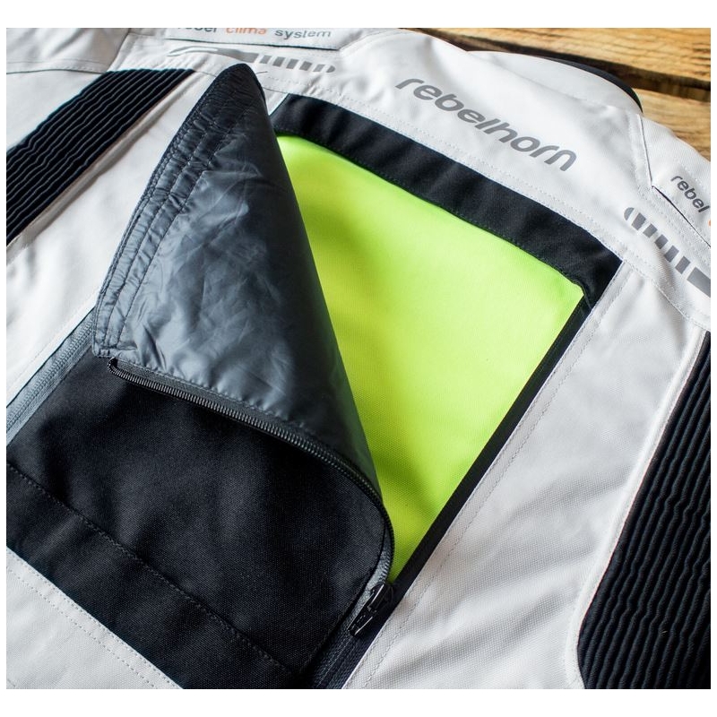 Moto jakna Rebelhorn Hiker Pro sivo-črno-fluo rumena