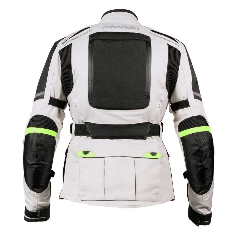 Ženske moto jakne Rebelhorn Hiker Pro grey-black-fluo yellow razprodaja