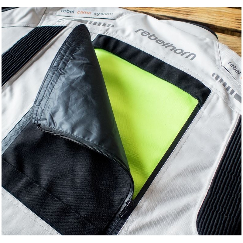 Ženske moto jakne Rebelhorn Hiker Pro grey-black-fluo yellow razprodaja