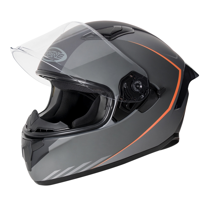 Ozone Sprint Stripe črno-sivo-fluo rdeča integralna motoristična čelada