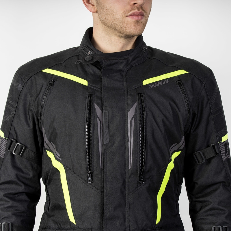 Motoristična jakna Ozone Tour III black-anthracite-fluo yellow